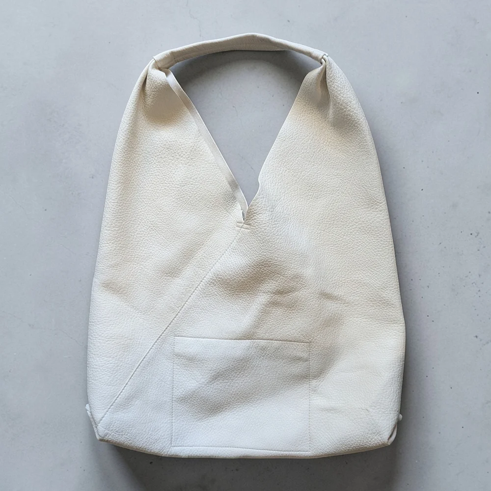 Shiraleah White Pebbled Leather Shoulder Bag with Gold Hardware